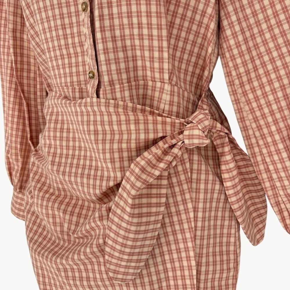 Sézane Jamey Linen Blend Wrap Shirt Mini Dress Size EU 36 US 4 Rose Pink - Picture 9 of 14